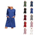thumbnail image 1 of Nightgowns for Women Long Sleeve Crewneck Zip Up Sleep Dress with Pockets Pajama Dress Sleepwear, 1 of 8