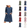 thumbnail image 1 of Nightgowns for Women Long Sleeve Crewneck Zip Up Sleep Dress with Pockets Pajama Dress Sleepwear, 1 of 7