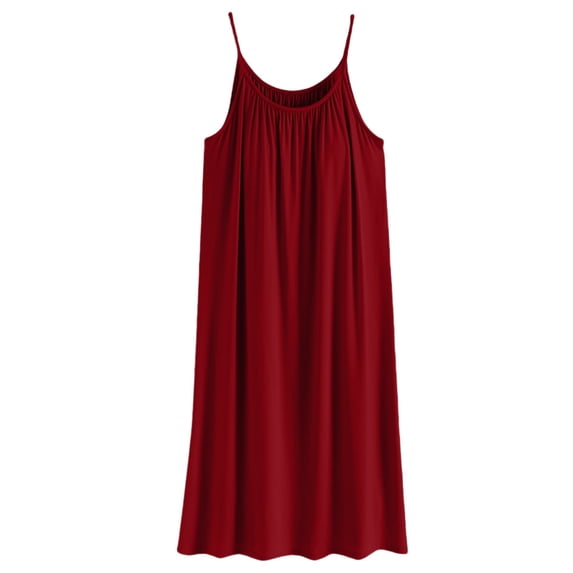 Nightgowns for Women Loose Fit Sleep Dress Cozy Tank Tops Spaghetti Strap Loungewear Womens Sleepwear Red
