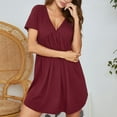 thumbnail image 1 of Nightgowns for Women Loose Sleepwear V Neck Imitation Cotton Short-Sleeve Pajama Dress Home Soft Nightshirt Dress Nightdress, 1 of 5