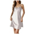 thumbnail image 1 of Nightgowns for Women Satin Chemise Nightie Slips Sleep Plus Size Dresses for Women,Beige,M, 1 of 5