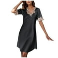 thumbnail image 1 of Nightgowns for Women Satin Chemise Nightie Sleep Plus Size Dresses for Women,Black,3XL, 1 of 5