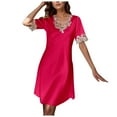 thumbnail image 1 of Nightgowns for Women Satin Chemise Nightie Sleep Plus Size Dresses for Women,Red,3XL, 1 of 5