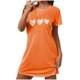 thumbnail image 1 of Nightgowns for Women Short Sleeve Waffle Knit Sleepwear V Neck Womens Nightgown S-XXL Orange XXL, 1 of 6