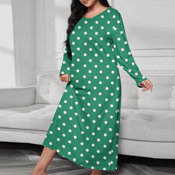 Nightgowns for Women Soft Cotton Long Sleeve Night Gwon Army Green S