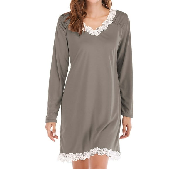 Nightgowns for Women Soft Ladies Sleepwear Gowns Long Sleeve Nightdresses