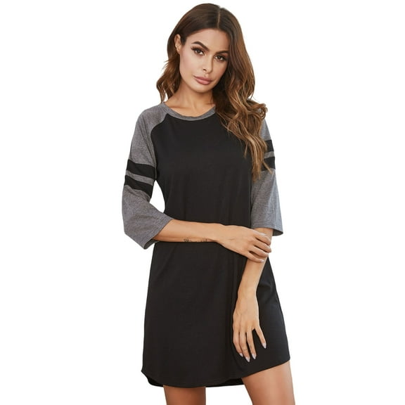 Nightgowns for Women: Syphoria Loose Casual Womens Nightgown Half Sleeve Crew Neck Loungewear