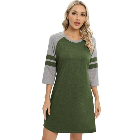 Nightgowns for Women: Syphoria Loose Casual Womens Nightgown Half Sleeve Crew Neck Loungewear