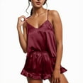 thumbnail image 1 of Nightgowns for Women Women's Silk Satin Ruffled Pajamas Sets Shorts Sets Sleepwear Satin Pajamas Shorts Set Nightwear Pajamas Set S, 1 of 6