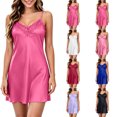 thumbnail image 1 of Nightgowns for Women Zaewscy Lady's At-home Sleeveless Satin Lace-embroidered Short Nightgown Watermelon Red Free Size, 1 of 8