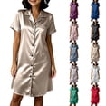 thumbnail image 1 of Nightgowns for Women Zaewscy Women's Casual Home Wear Cardigan Short-sleeved Nightgown Beige M, 1 of 8