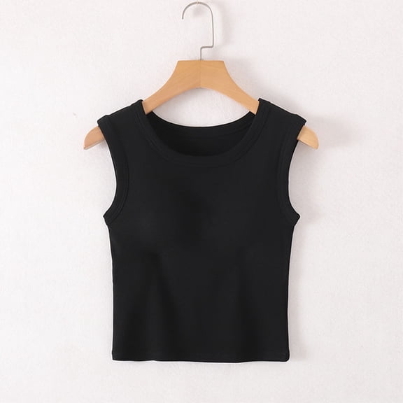 Nightgowns for Women Fashion Women's Solid Color with Chest Pad No Steel Rings Bottom Underwear Short Sleeve Pajama Top Black M