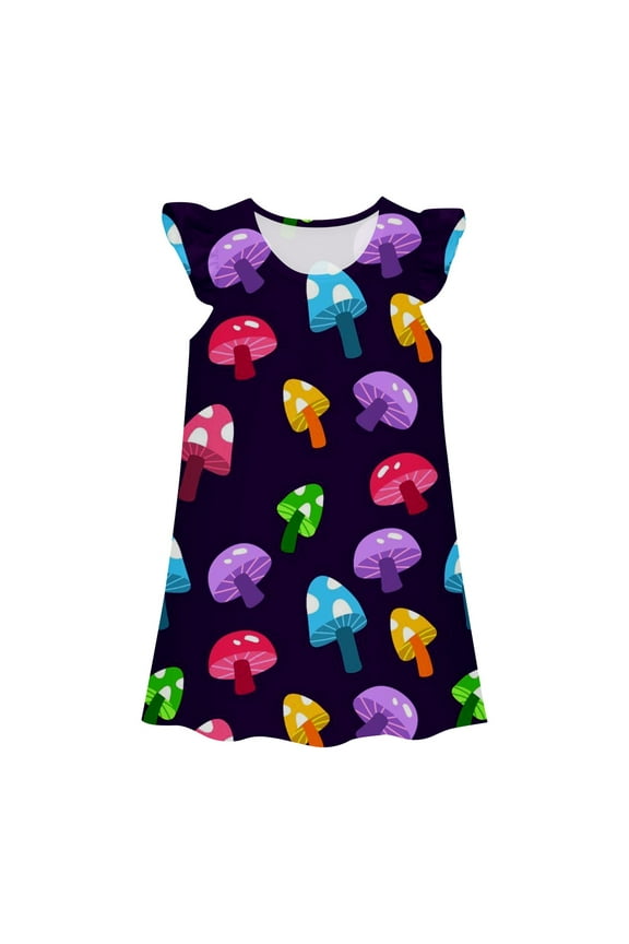 Nightgowns forkids Size7 Girls Princess Nightgown Size Flutter Sleeve Pajama Dress 3D Printed Toddler Sleepwear Lounge Outfit for Kids #Z07Black 9-10 Years