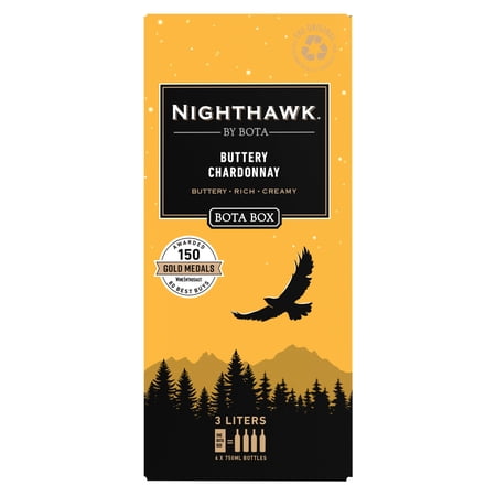 Nighthawk by Bota Box Buttery Chardonnay White Wine, 3L (Equals 4 x 750mL Bottles), 14.5% ABV