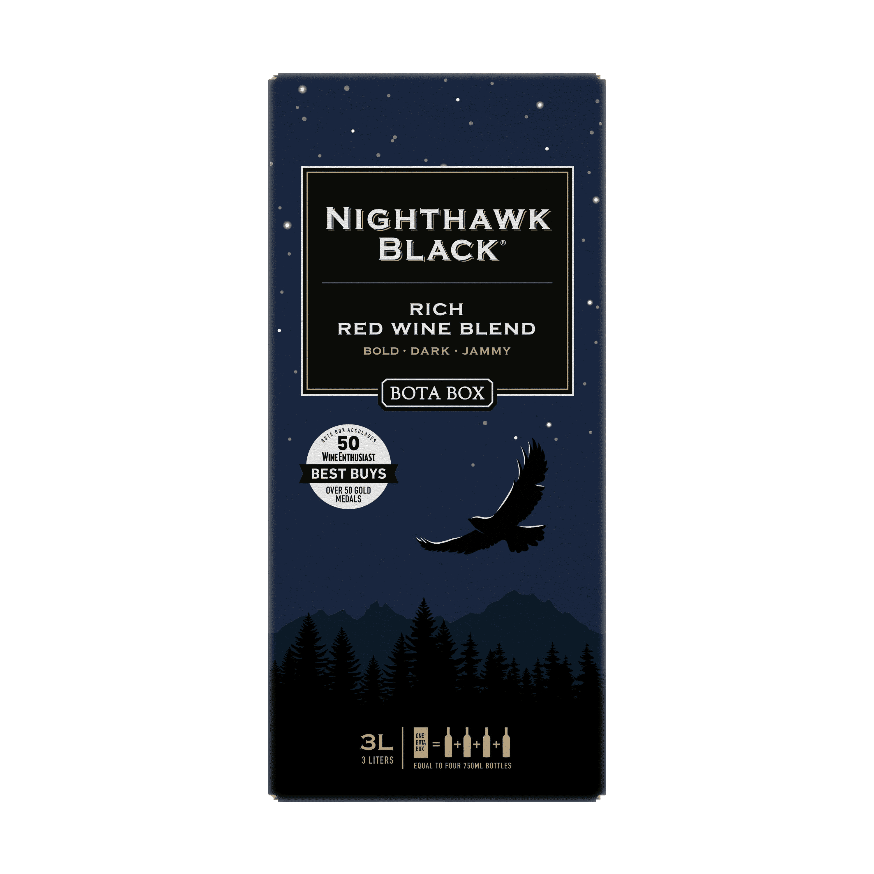 Nighthawk by Bota Box Rich Red Wine Blend, 3L (Equals Four 750ml Bottles), 13.5% ABV, 27 Proof