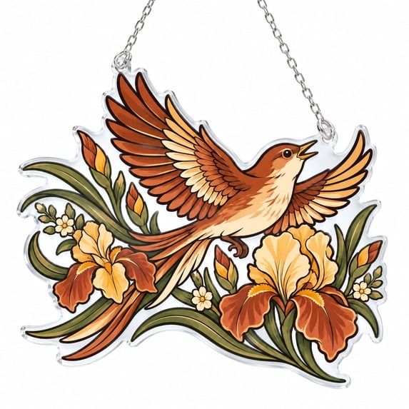 Weave Spring Nightingale Iris Acrylic Suncatcher Ornament for Sunroom Spring ...