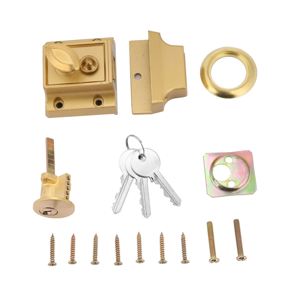 Nightlatch Deadbolt Door Lock Rim Lock with Keys for Front Door Golden ...