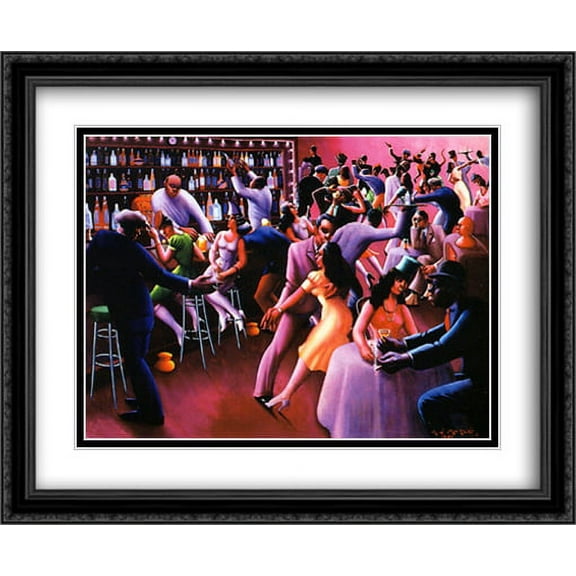 Nightlife 2x Matted 34x28 Large Black Ornate Framed Art Print by Archibald J Motley, Jr