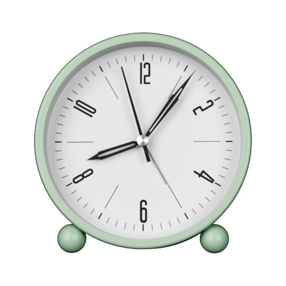 Nightlight Alarm Clock 4.5" Round Silent Alarm Clock Bedside Desk Non-Ticking Travel Clock Battery Operated Green(Battery Include)