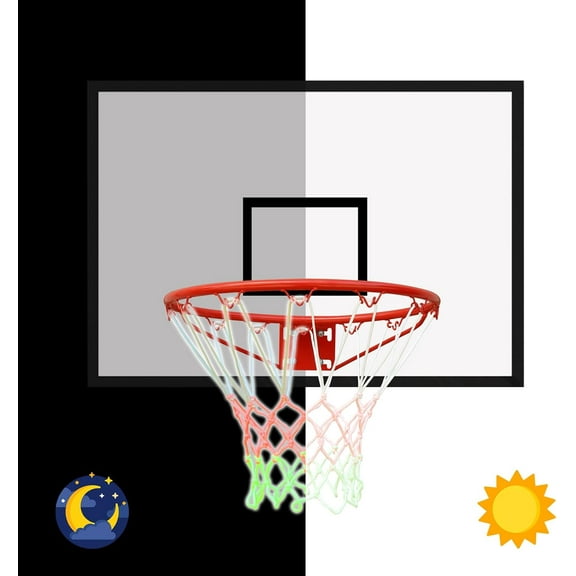 Nightlight Basketball Hoop, Glow in The Dark Luminous Replacement Goal Net, Standard Size 12 Loops All Weather Nylon Replacement Net for Indoor/Outdoor