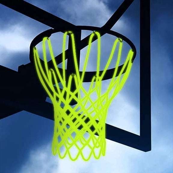 Nightlight Basketball Net Replacement,Luminous Outdoor Nylon Net | 12 Loops Portable Sun Powered Sports Basketball Net