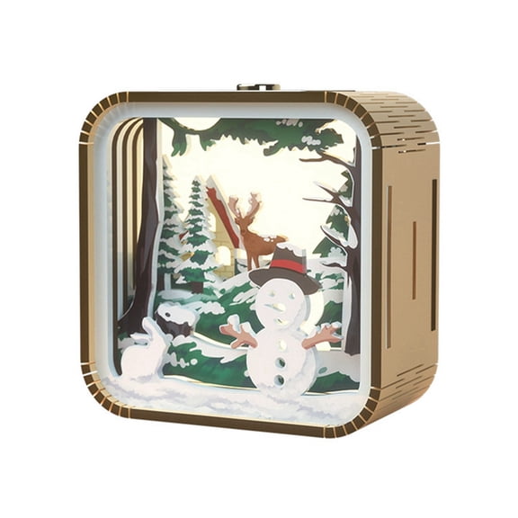 Nightlight Gifts Hand Touch Cartoon DIY Wooden Stereo Atmosphere Lights Graduation Season Gifts Christmas Snowmans