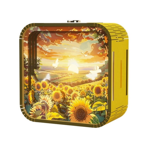 Nightlight Gifts Hand Touch Cartoon DIY Wooden Stereo Atmosphere Lights Graduation Season Gifts Sunflower