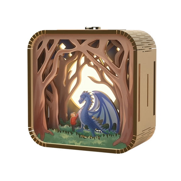 Nightlight Gifts Hand Touch Cartoon DIY Wooden Stereo Atmosphere Lights Graduation Season Gifts Warrior -Dragon
