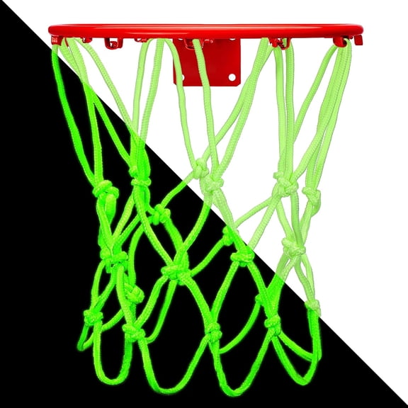 Nightlight Mini Basketball Net Glow 8 Loop Replacement Basketball Hoop Net Glow in The Dark Basket Ball Outdoor Portable Nylon Mesh for Children Outdoor Sun Powered Sports Gifts 8-10.25 Inch Rims