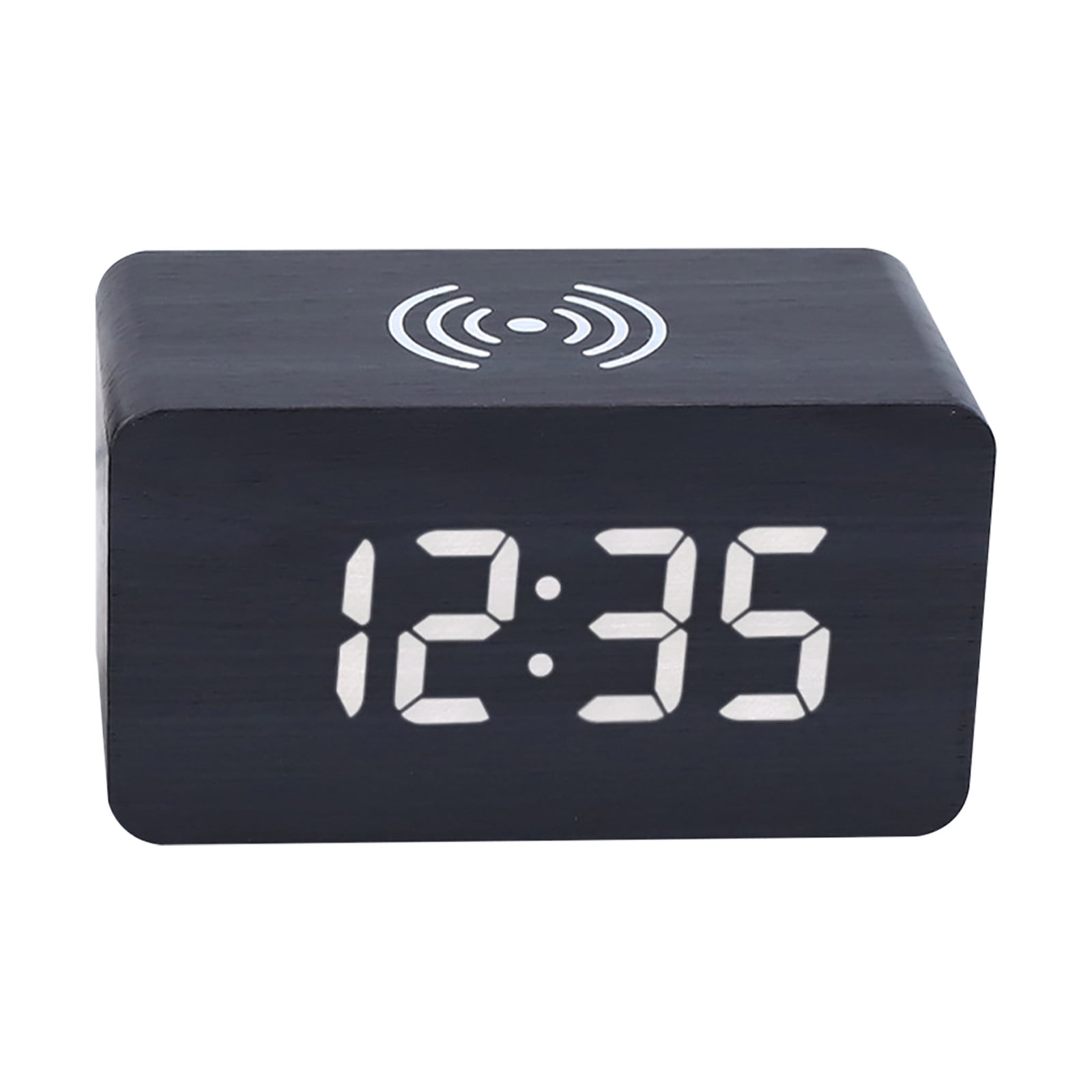 Led Clock Wireless Nightlight Wireless Charging LED Wooden Alarm Clock, Multifunctional ...