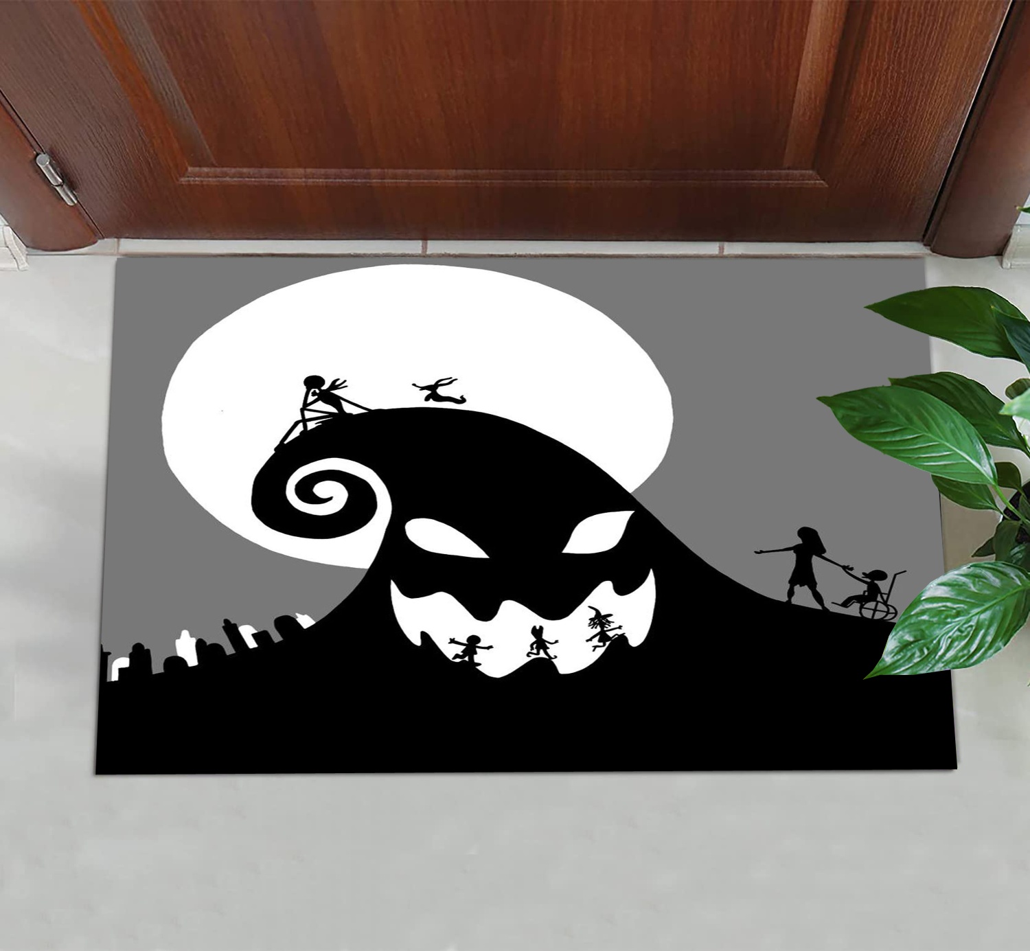 Nightmare Before Christams Halloween Doormat with Heavy Duty Backing