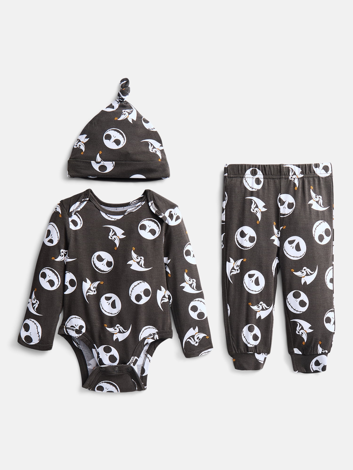 Nightmare Before Christmas Baby Boys Cozy and Comfortable Viscose Halloween 3-Piece Pant Set with Matching Hat, Sizes NB-24M