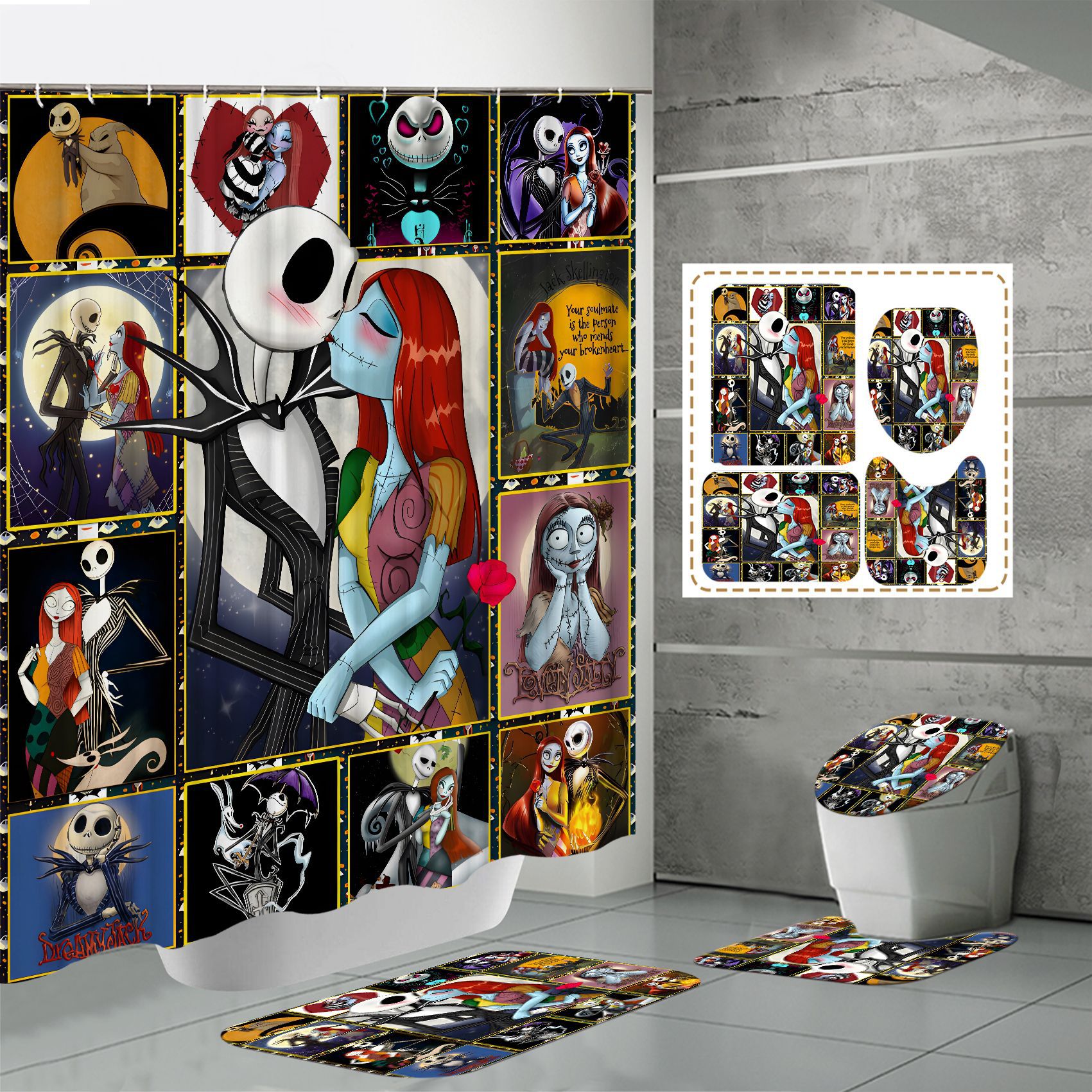 Nightmare Before Christmas Bathroom Shower Curtain Sets, Jack ...