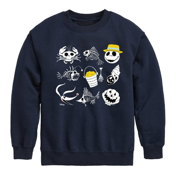 The Nightmare Before Christmas - Beach Crew Grid - Youth Boys Crew Fleece Sweatshirt