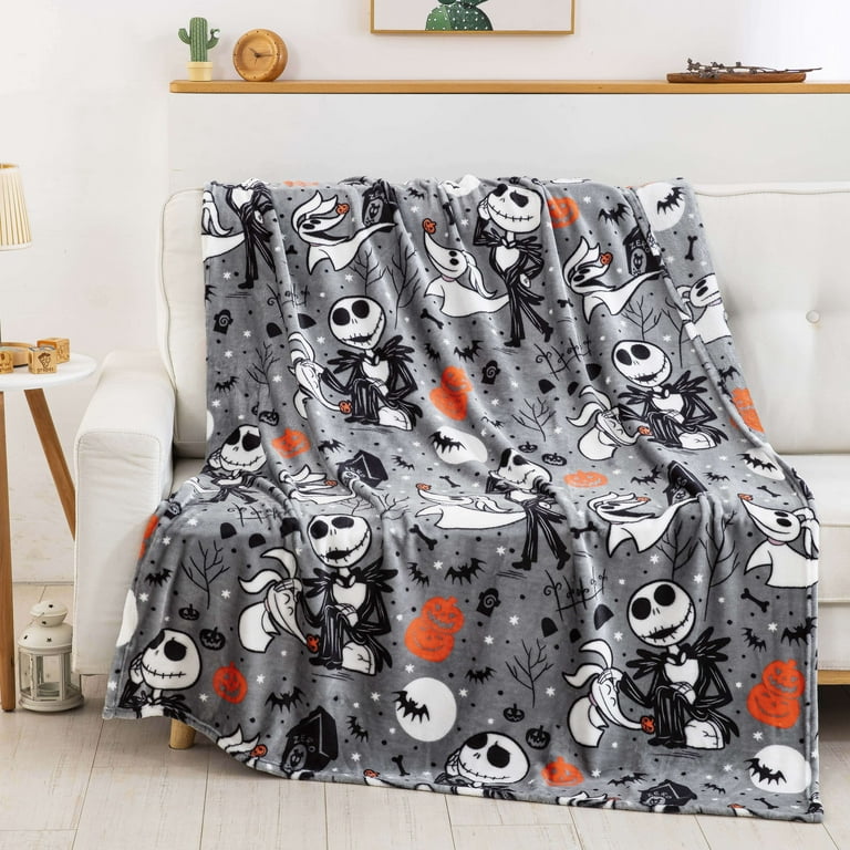 Nightmare Before Christmas Best Friends Disney Silk Touch Throw Blanket 50 x 70 inches Grey