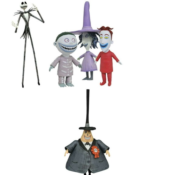 Nightmare Before Christmas Best of Series 1 Jack, the Mayor & Lock, Shock and Barrel Set of 3 Action Figures