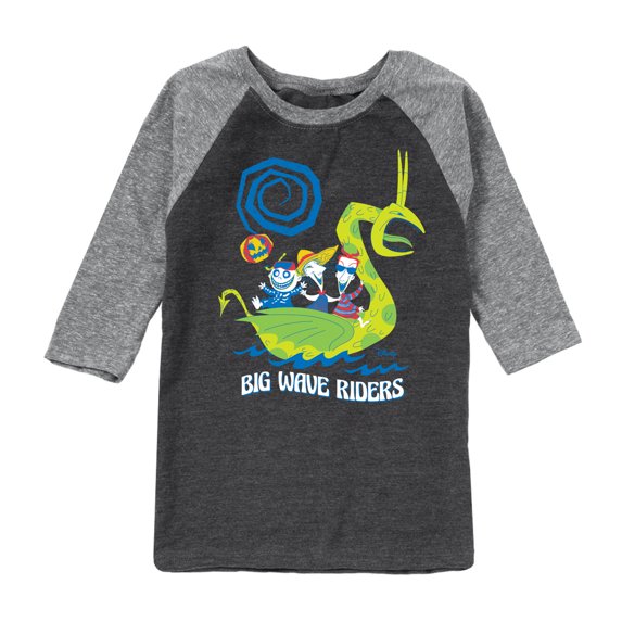 Nightmare Before Christmas - Big Wave Riders - Lock, Shock, & Barrel - Dragon Boat - Toddler And Youth Raglan Graphic T-Shirt
