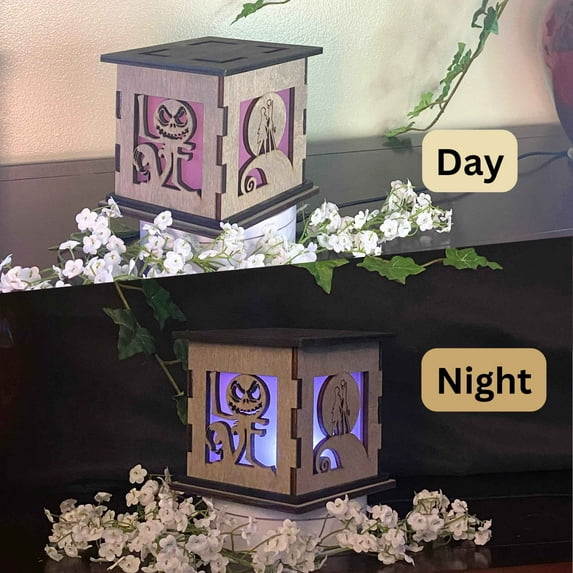 Nightmare Before Christmas Box | Jack and Sally Light Up Box | Jack Skellington Night Light