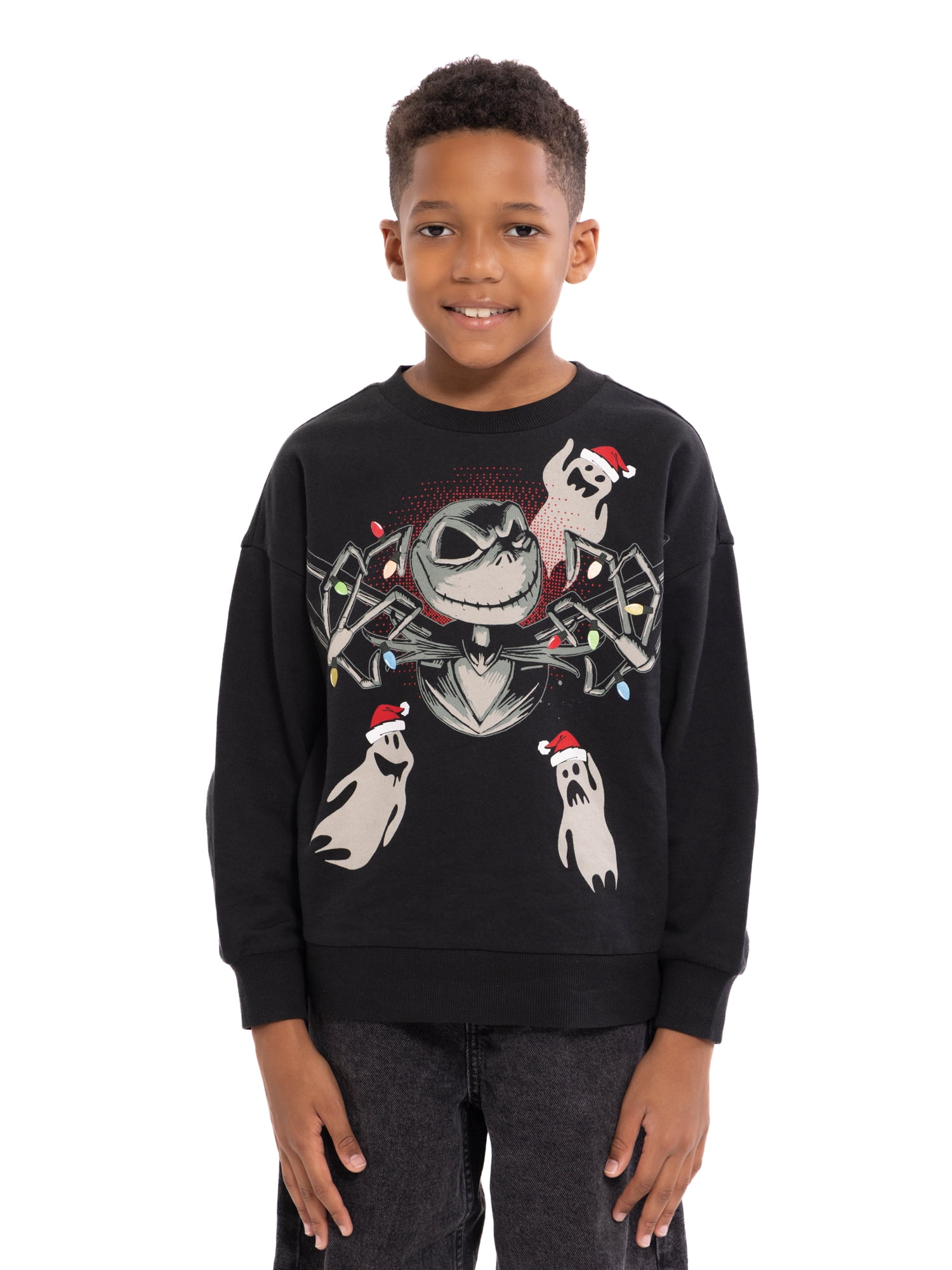 Nightmare Before Christmas Boys' Holiday Graphic Cotton Sweatshirt with Long Sleeves, Sizes 4-18