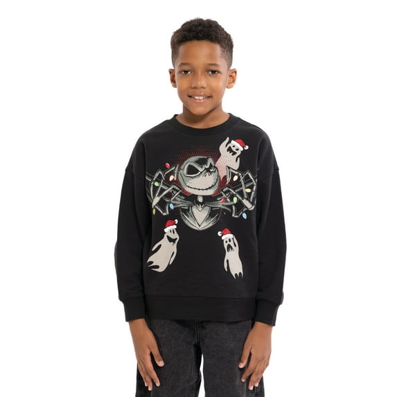 Nightmare Before Christmas Boys' Holiday Graphic Cotton Sweatshirt with Long Sleeves, Sizes 4-18