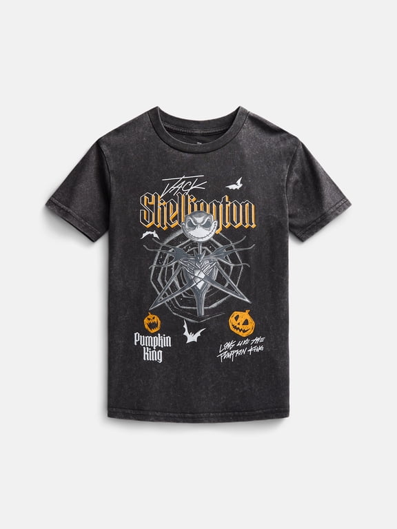 Nightmare Before Christmas Boys Washed Halloween Graphic Tee with Short Sleeves, Sizes 4-18