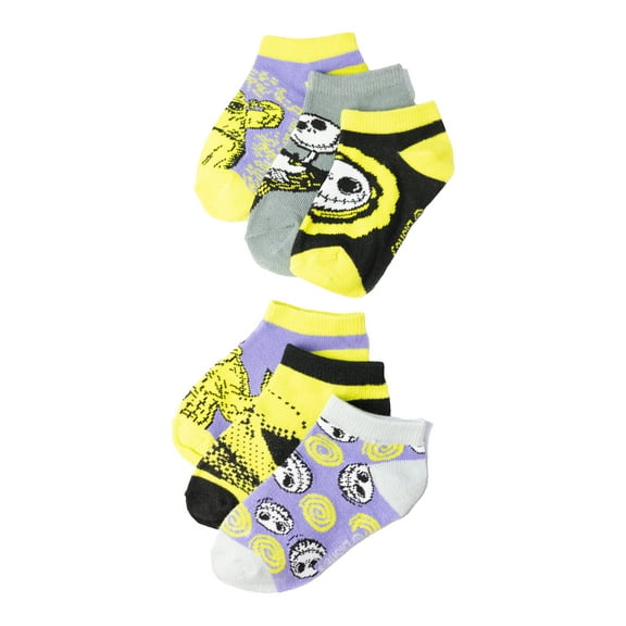 Nightmare Before Christmas Boys Socks, 6-Pack, No Show Style, Sizes S-L
