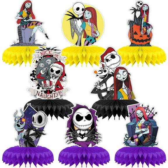 Nightmare Before Christmas Centerpieces Honeycomb Table Toppers Decorations for Photo Props Birthday Party Decor Supplies