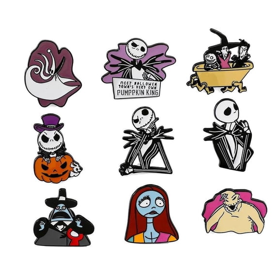 Nightmare Before Christmas Characters 1.25 Inch Tall Pin Set of 9 Pins