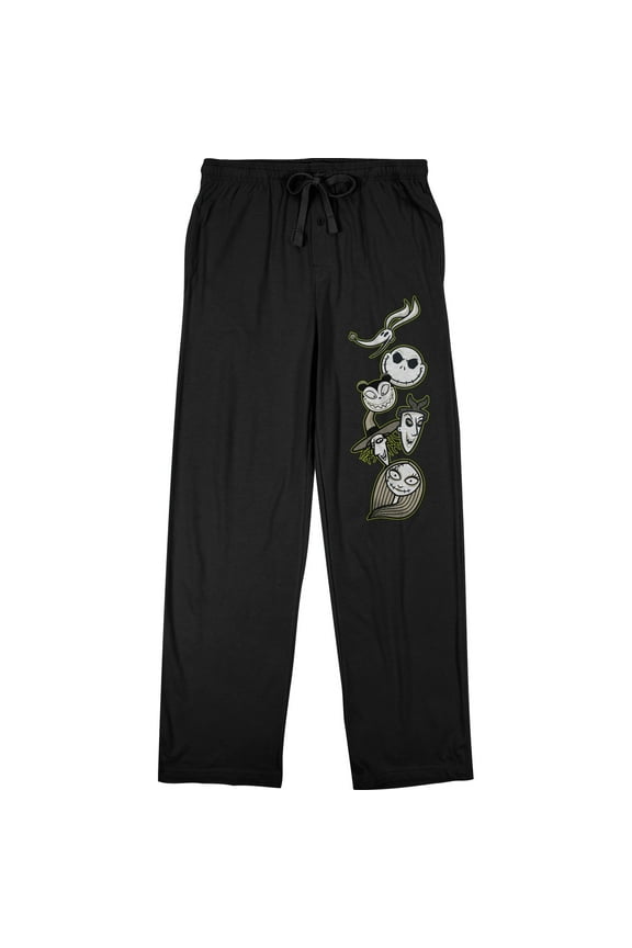 Nightmare Before Christmas Chibi Characters Men's Black Sleep Pajama Pants-Medium
