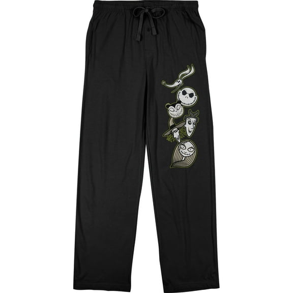 Nightmare Before Christmas Chibi Characters Men's Black Sleep Pajama Pants-Small