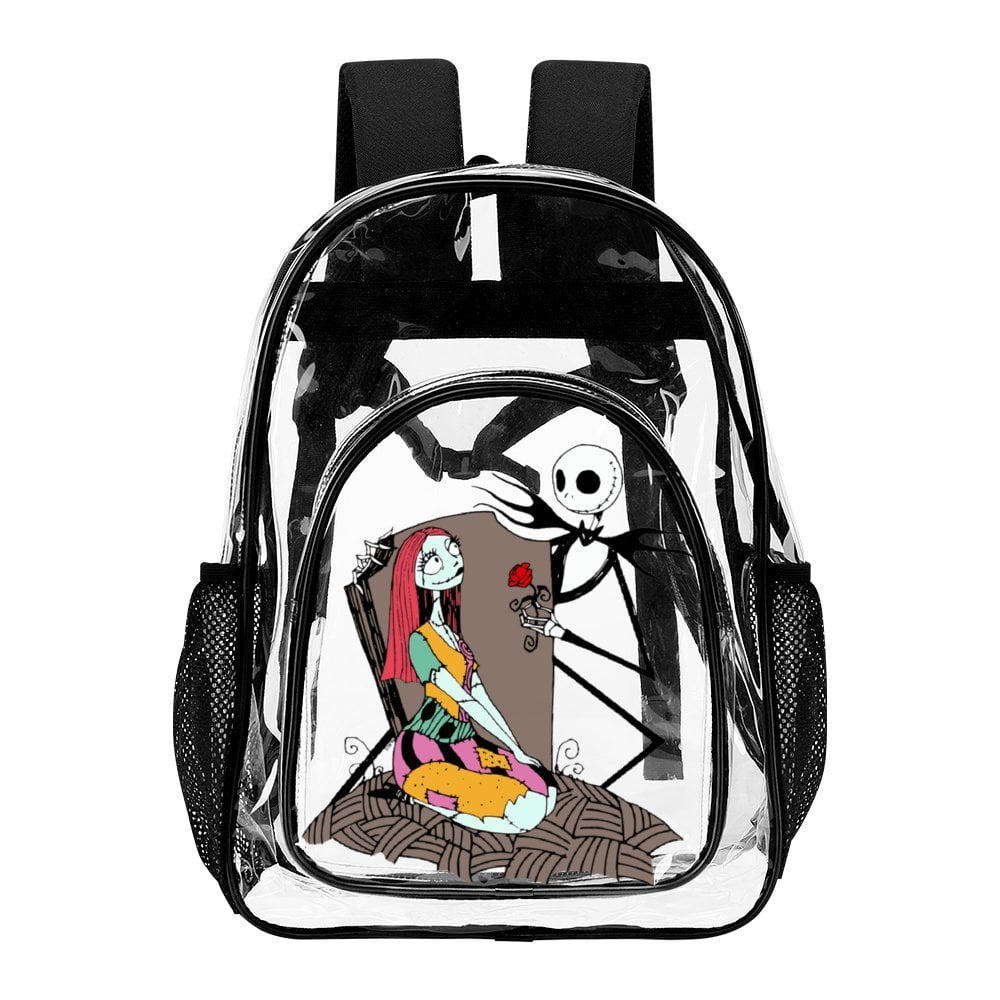MZIUBIY Nightmare Before Christmas Clear Backpack Heavy Duty Transparent Bag See Through BookBag for Colleges School Work Festival Sport Travel