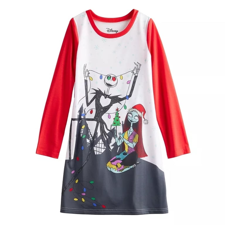 Nightmare Before Christmas Girl's Size 4 Pajamas, Jack Skellington and  Sally Holiday Nightgown - Walmart.com