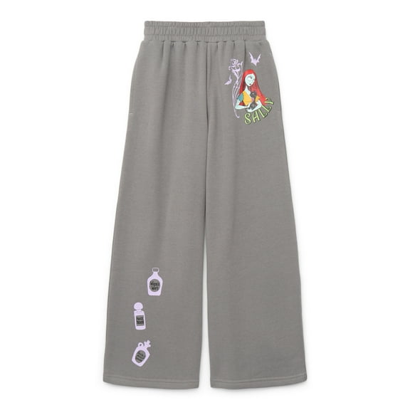 Disney Nightmare Before Christmas Girls Wide Leg Fleece Sweatpants, Sizes 4-16