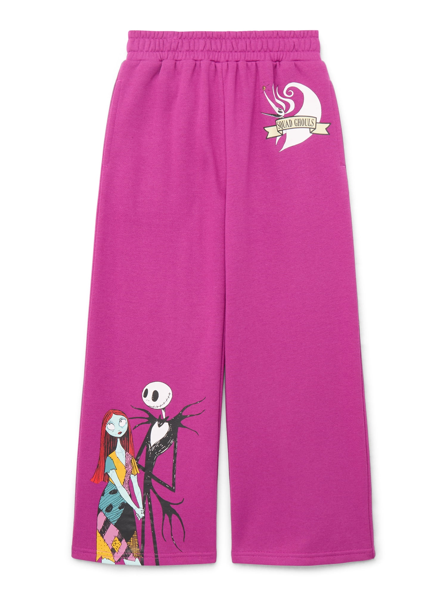 Disney Nightmare Before Christmas Girls Wide Leg Fleece Sweatpants, Sizes 4-16